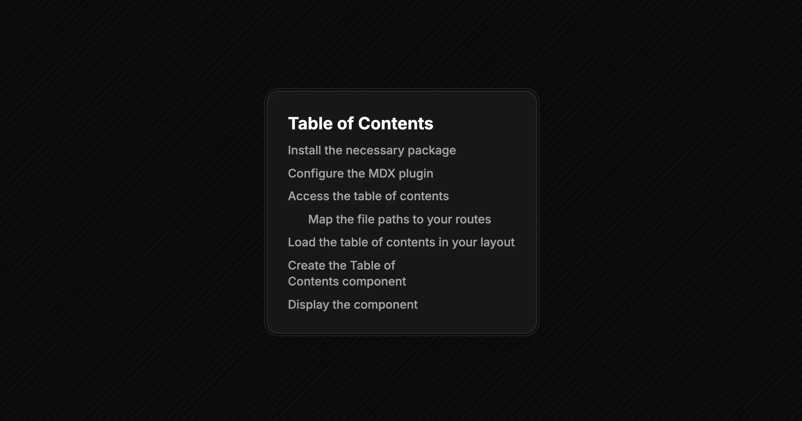 Cover image for "How to set up a table of contents in MDX"